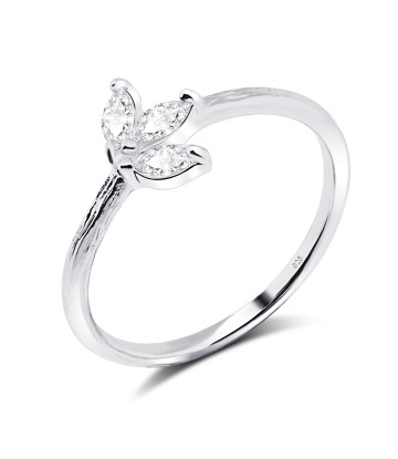 Beautiful Leaf CZ Silver Ring NSR-545